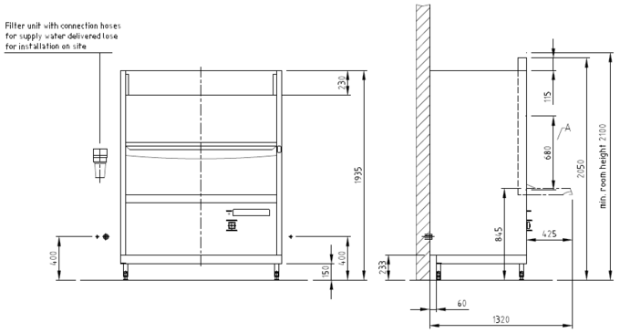 Meiko FV 250-2 dimension dibujo navy