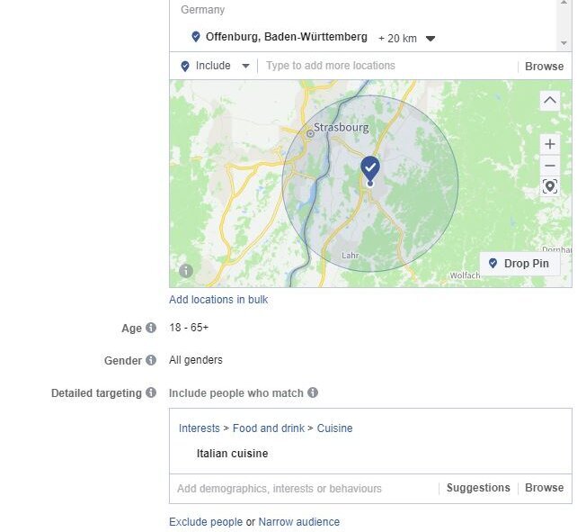 Creating FB Ads – specify your target audience