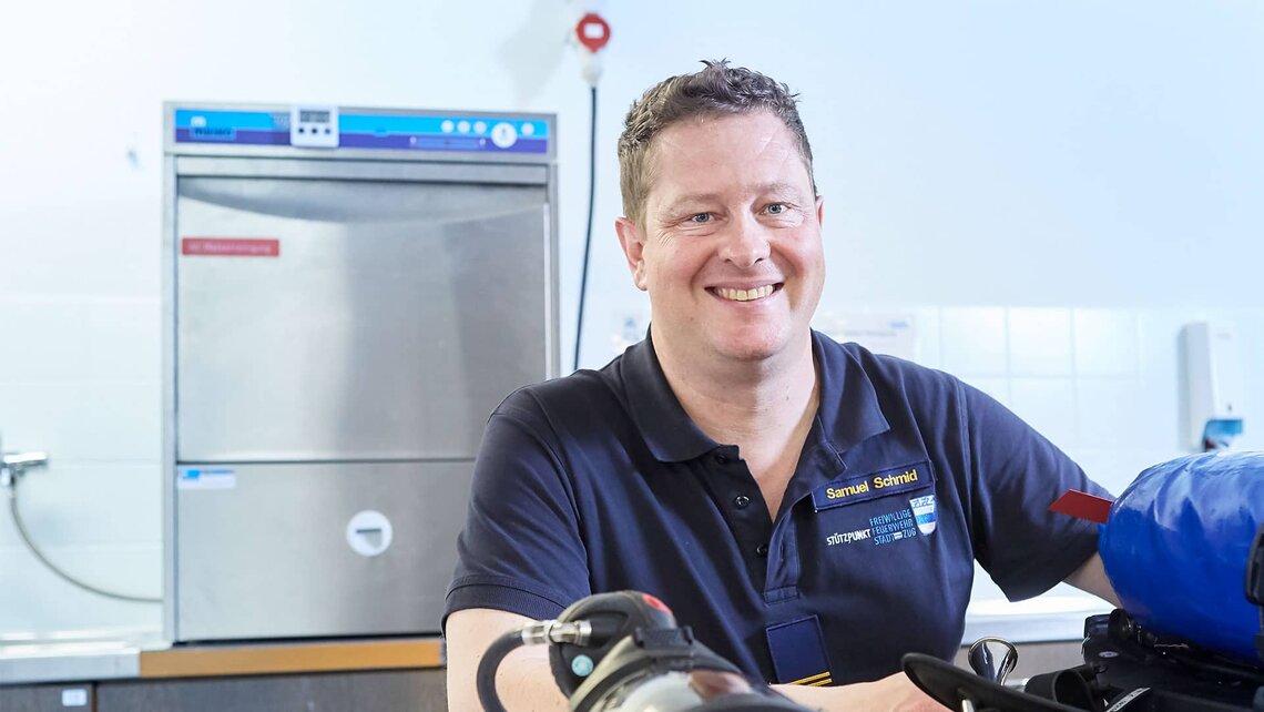 Samuel Schmid, freiwillige Feuerwehr Zug Samuel Schmid, Fachbereichsleiter Logistik, Freiwillige Feuerwehr Zug (CH)