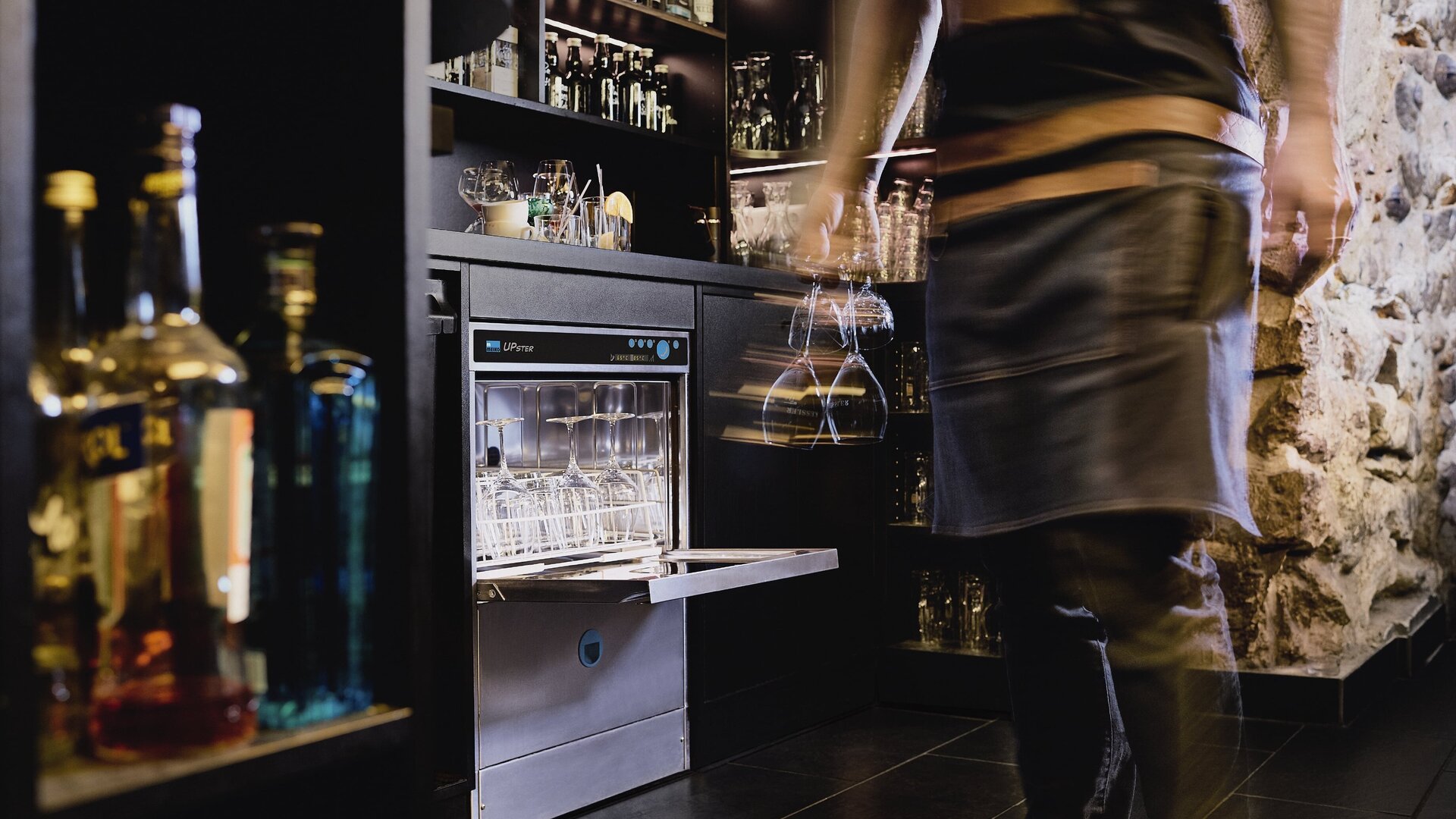 glass washer machine at a bar