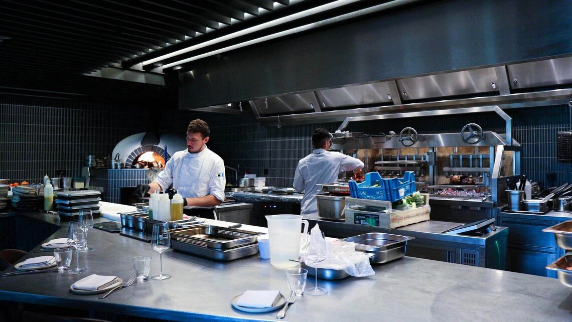 Live fire cooking in restaurant Nela
