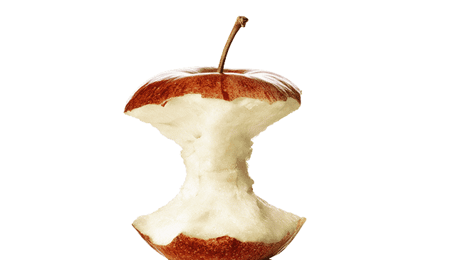 Apfel angebissen